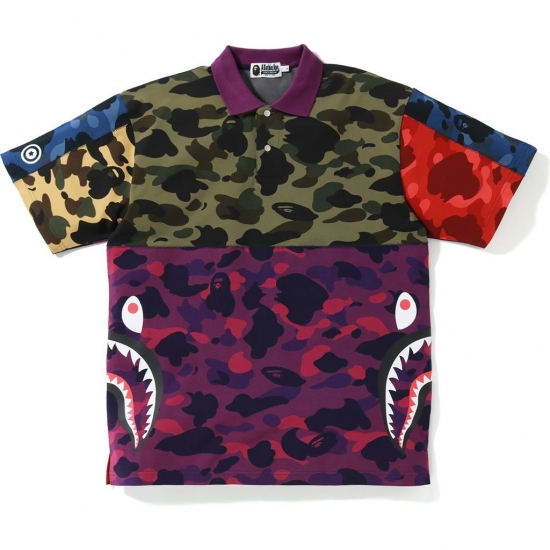 MIX CAMO RELAXED SIDE SHARK POLO MENS